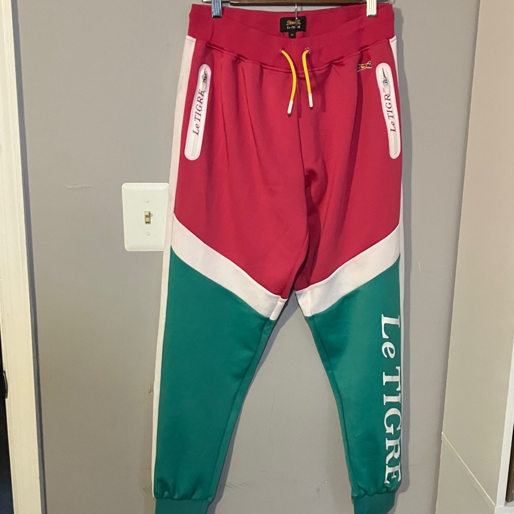 Le Tigre Kids Joggers - Red, Green, and White Sz XL or Women’s S